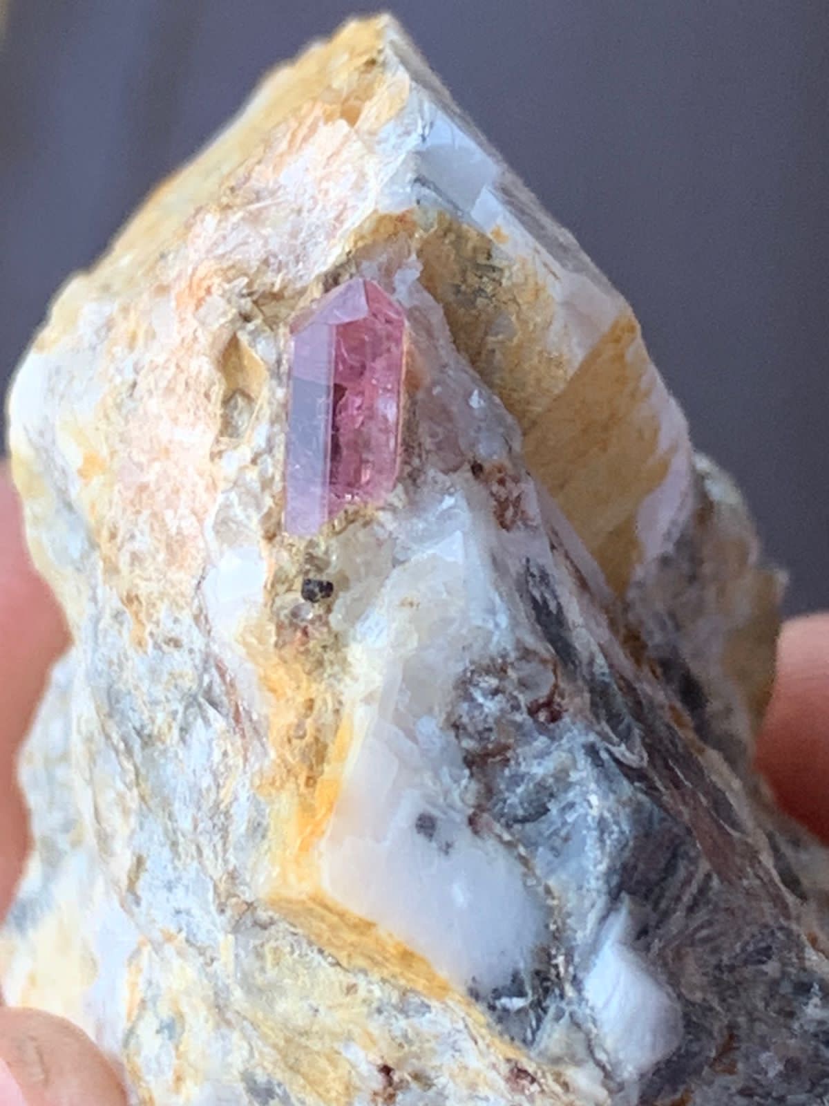 50 gram Aesthetic Rare Tiny Pink Topaz Crystal on Metrix , Katlang Pakistan