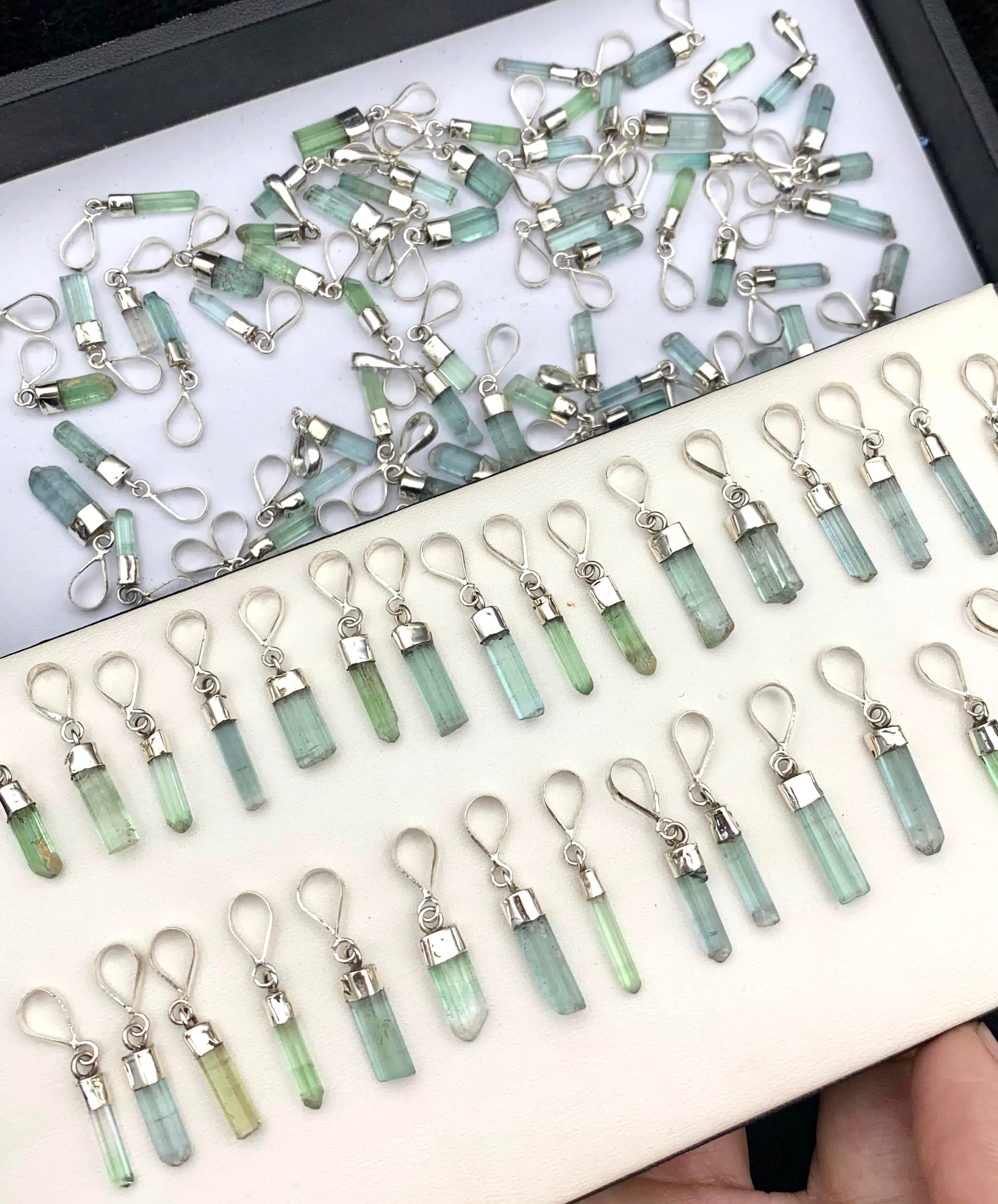 Green Tourmaline Raw Crystal Pendants
