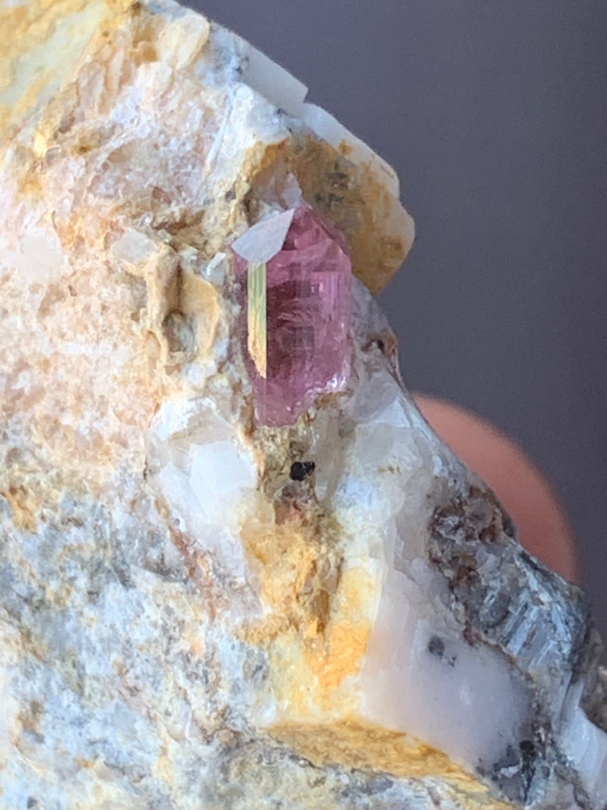 50 gram Aesthetic Rare Tiny Pink Topaz Crystal on Metrix , Katlang Pakistan