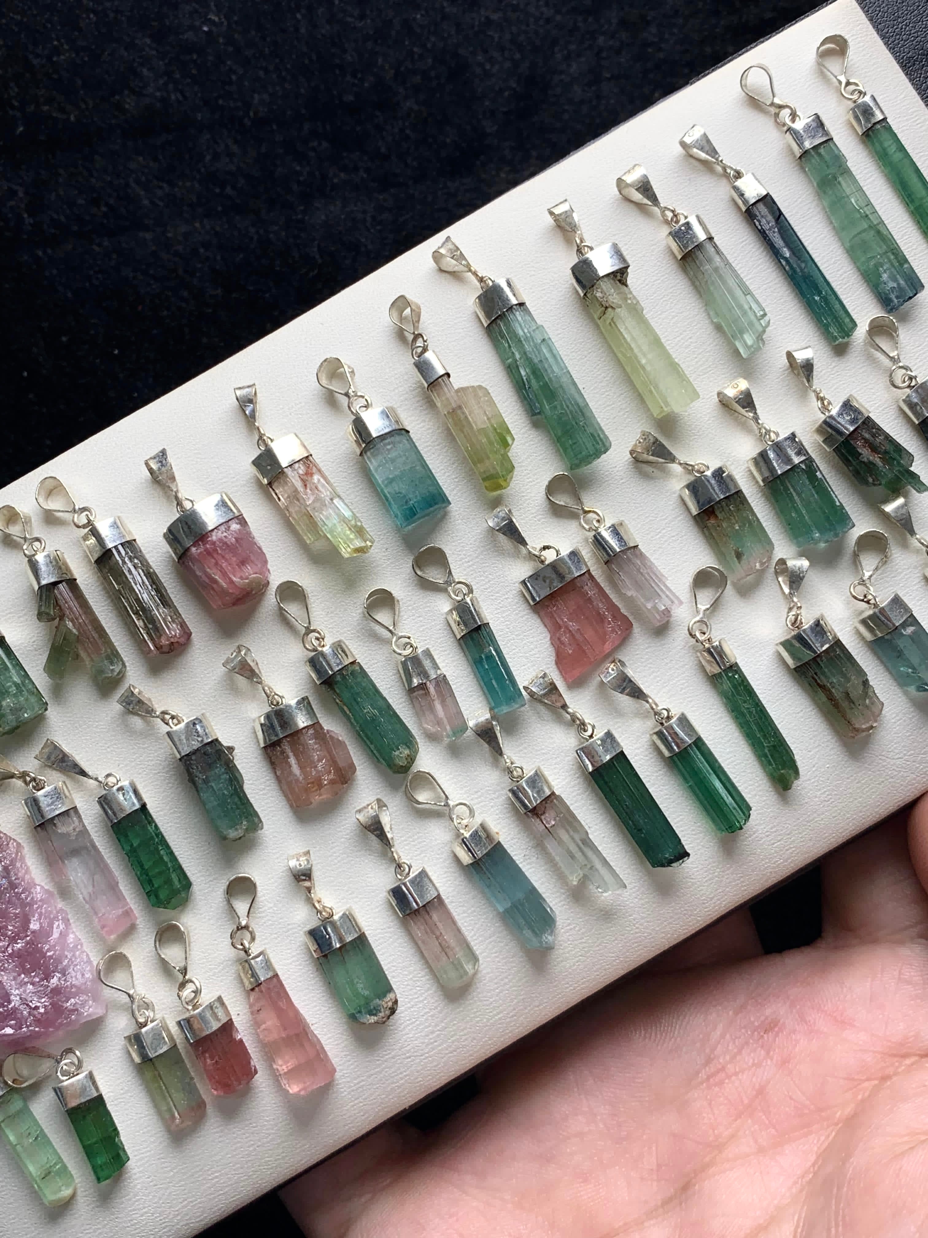Multicolor Raw Tourmaline Pendants Silver Sterling Deal Bulk
