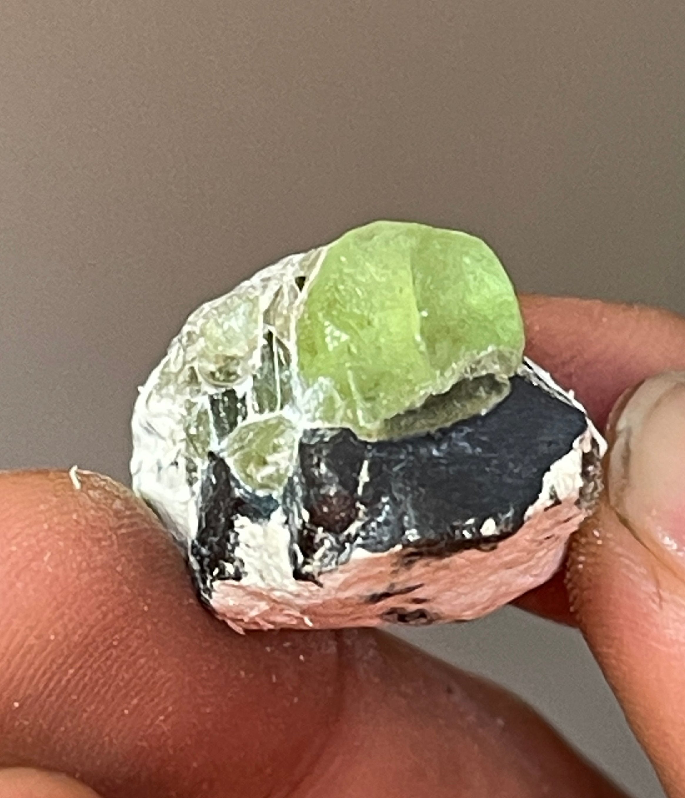 10 grams Unique Apple-Green Peridot with Magnetite – Handpicked from Pakistan