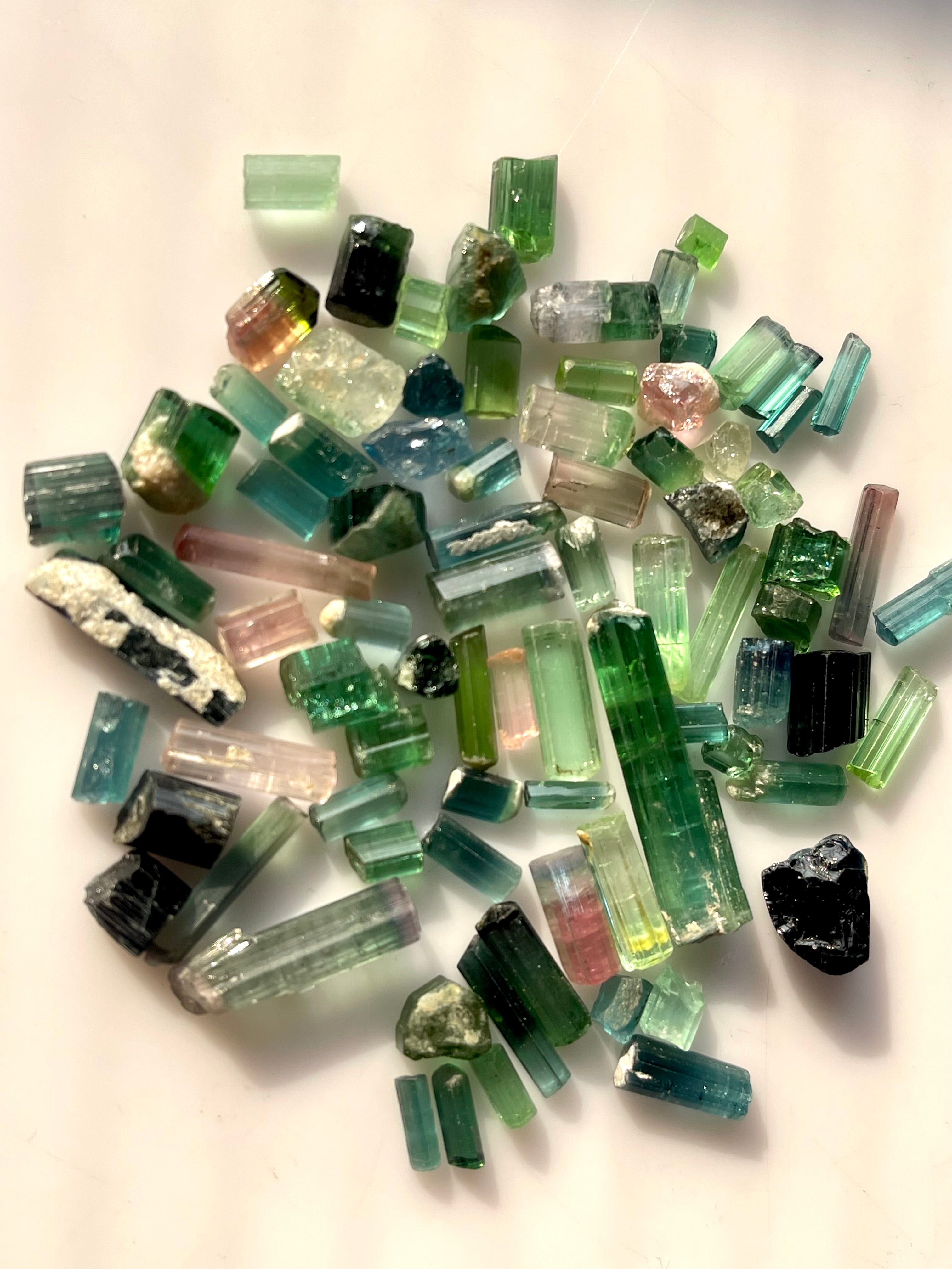 123 carats Tourmaline Raw Crystals -Green, Pink, Indicolite Tourmaline