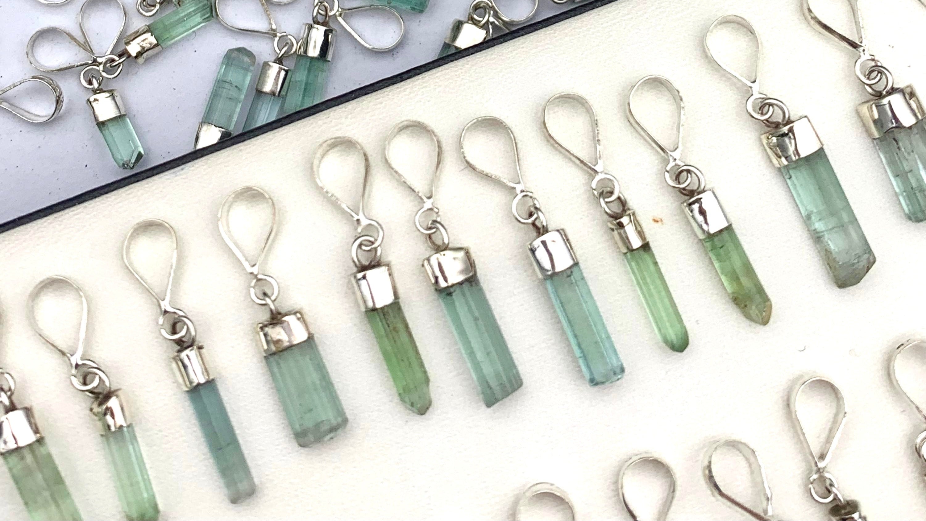 Green Tourmaline Raw Crystal Pendants