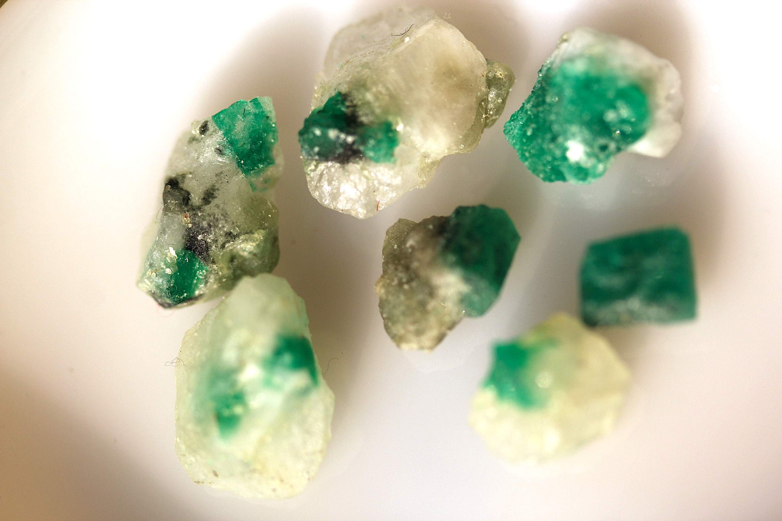 Buy Rough Emerald specimens on Calcite