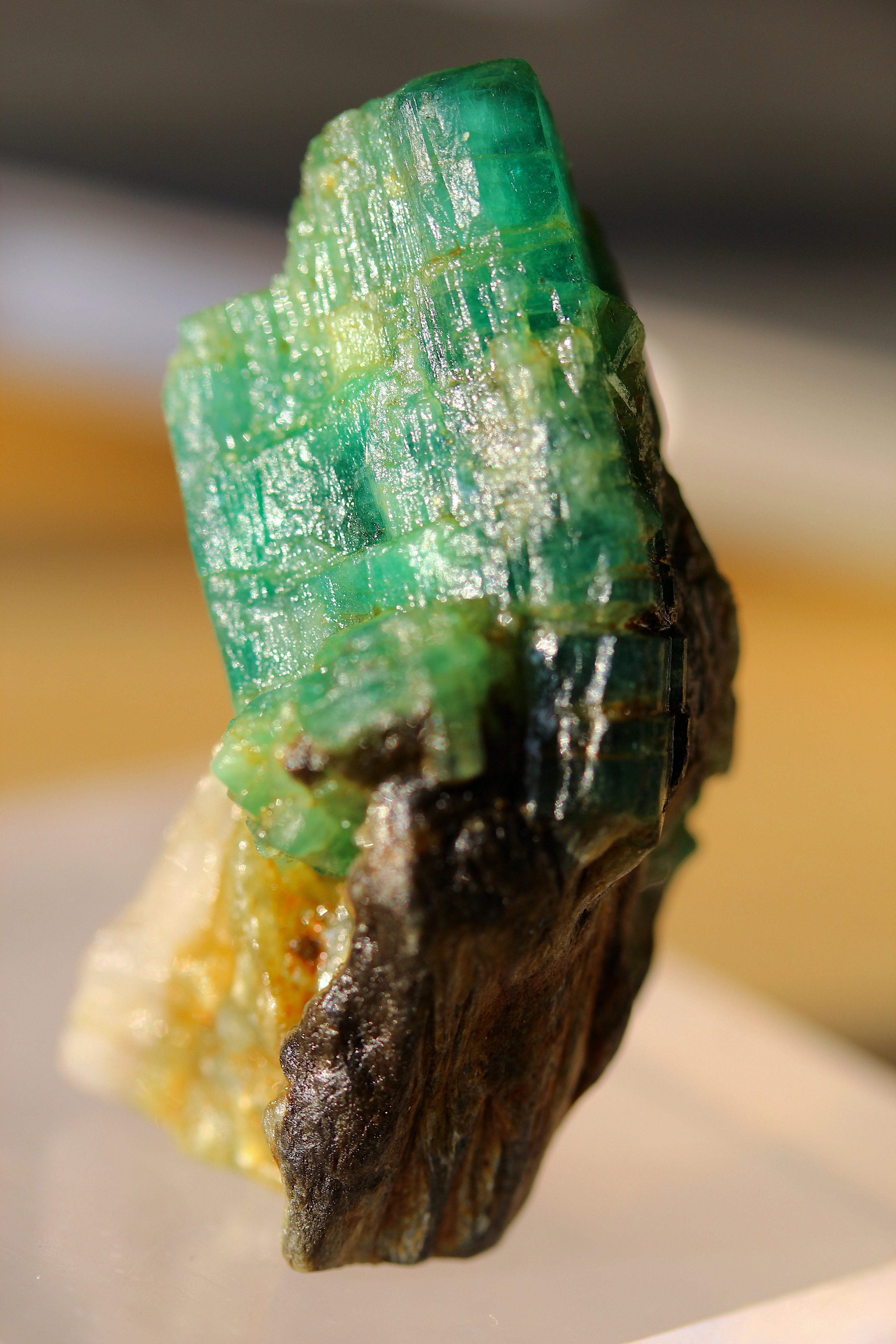 35g Natural Emerald Crystal on Calcite Matrix - Chitral Pakistan 35g Natural Emerald Crystal on Calcite Matrix - Chitral Pakistan