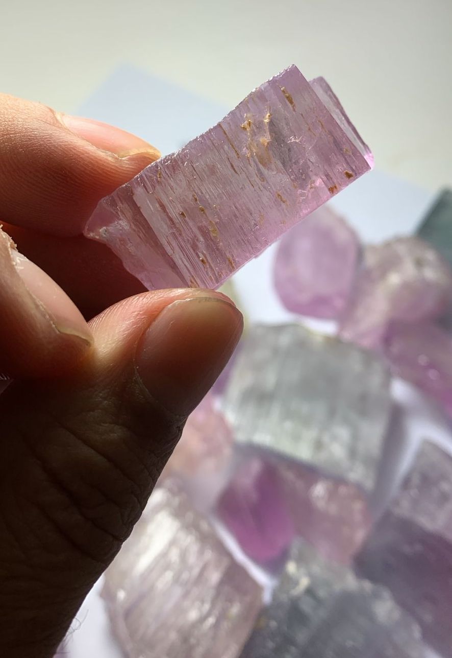 Pink Kunzite Raw Crystals for Faceting / Collection Deal