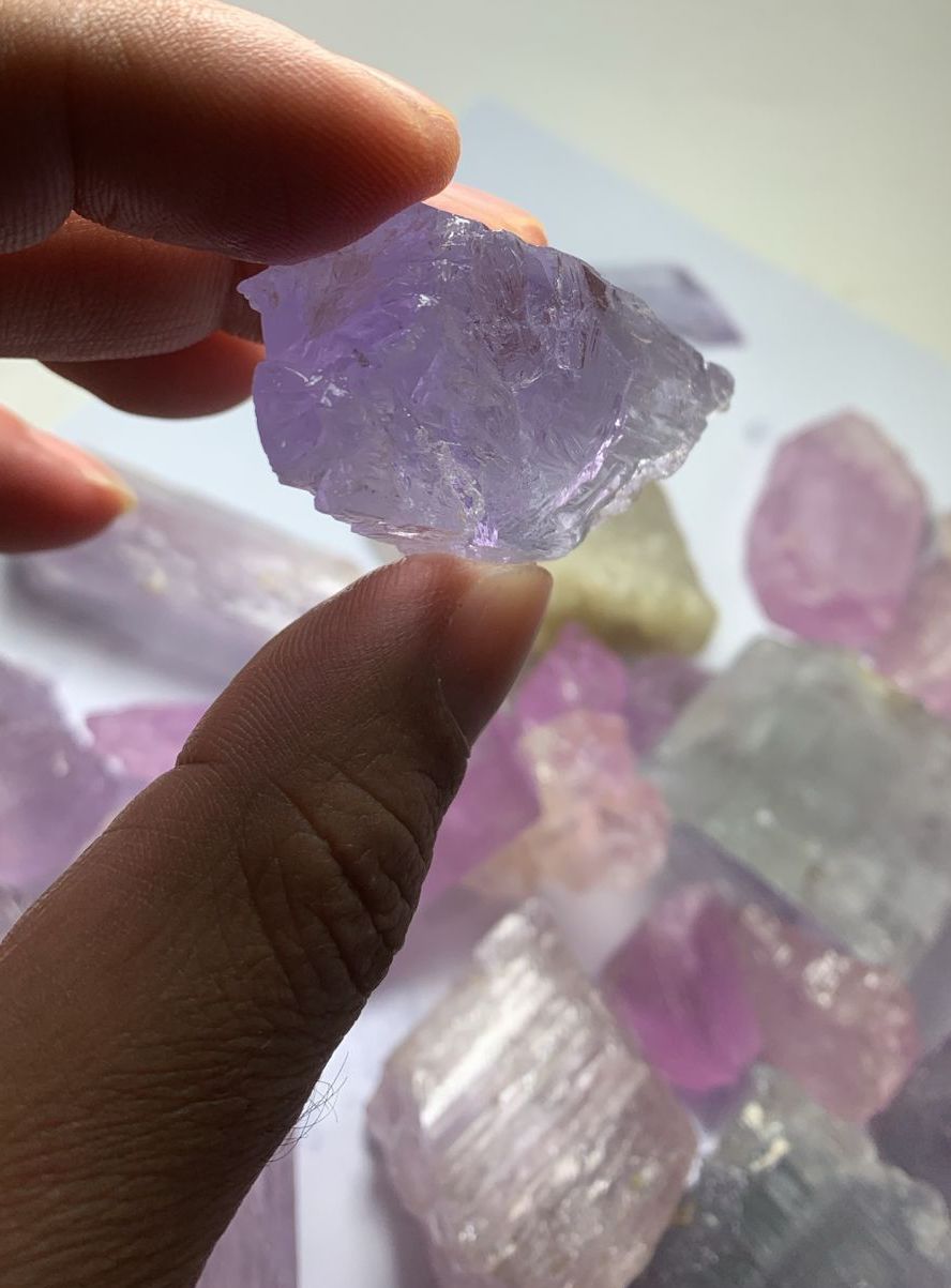 Pink Kunzite Raw Crystals for Faceting / Collection Deal