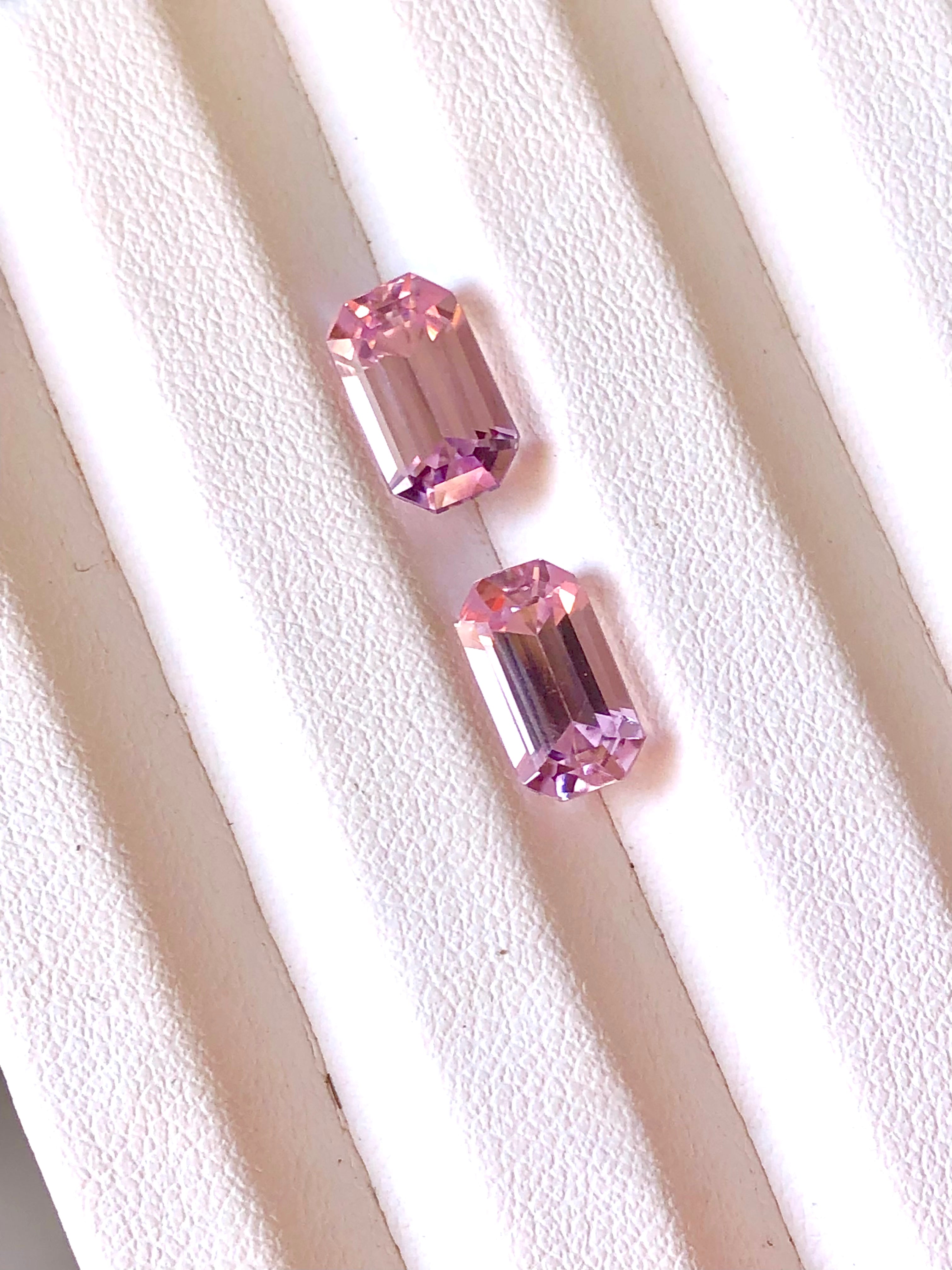 Buy Loose Emerald Cut Pink Kunzite for earrings