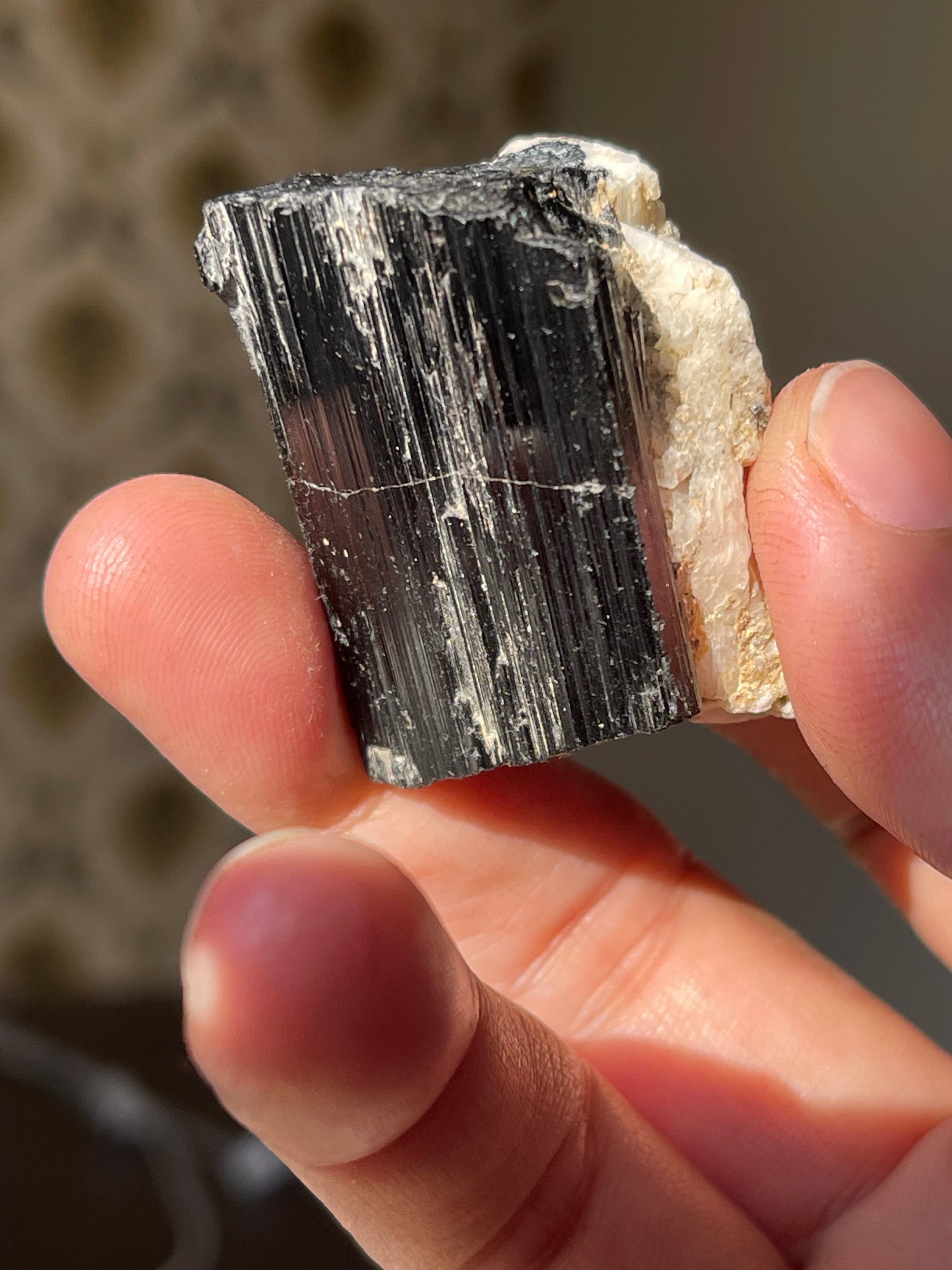 34.5 Grams Black Tourmaline on Feldspar