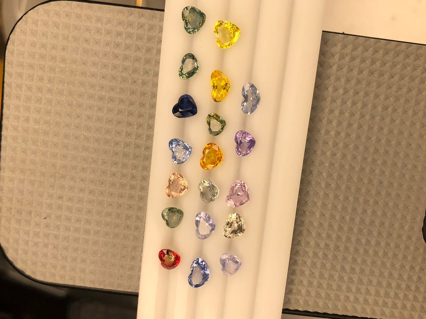 14.6 carats Orange, Pink, Blue Sapphires Heart Shape