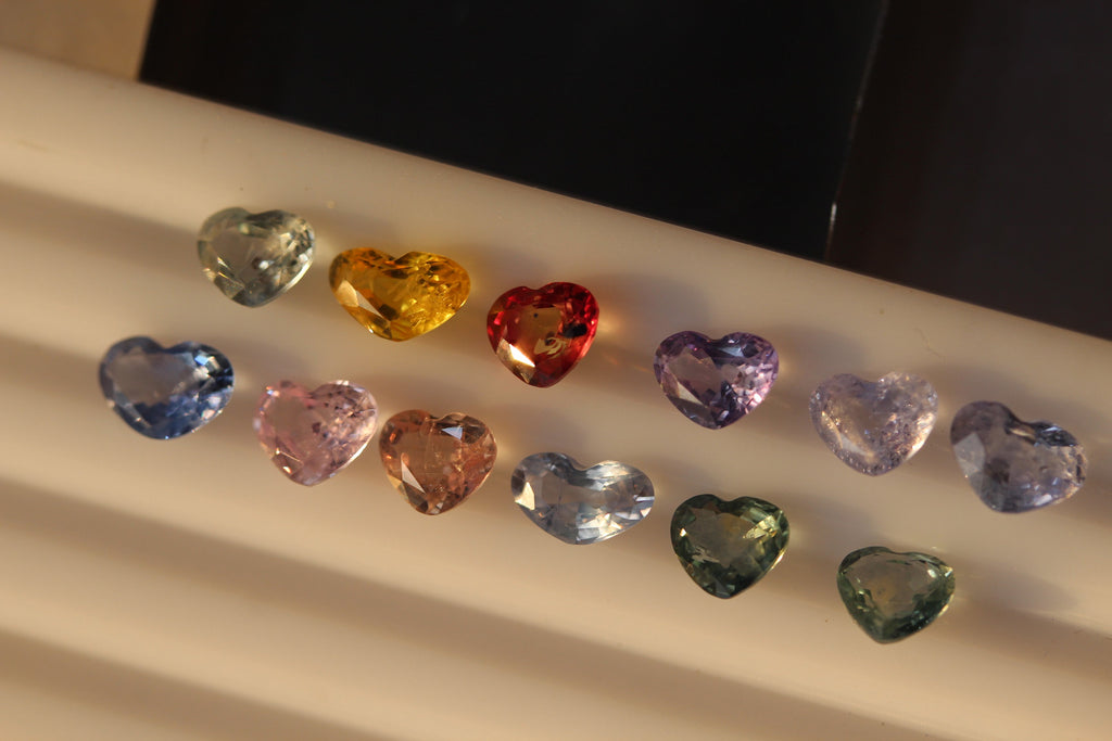 9.3 carats Natural Heart Shape Sapphires Deal - Pink Blue, Yellow, Green Purple