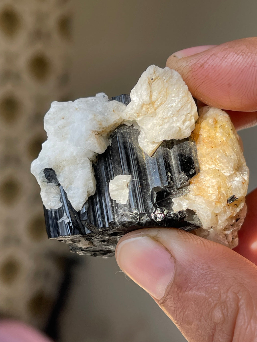 45 Grams Black Tourmaline Crystal on Feldspar
