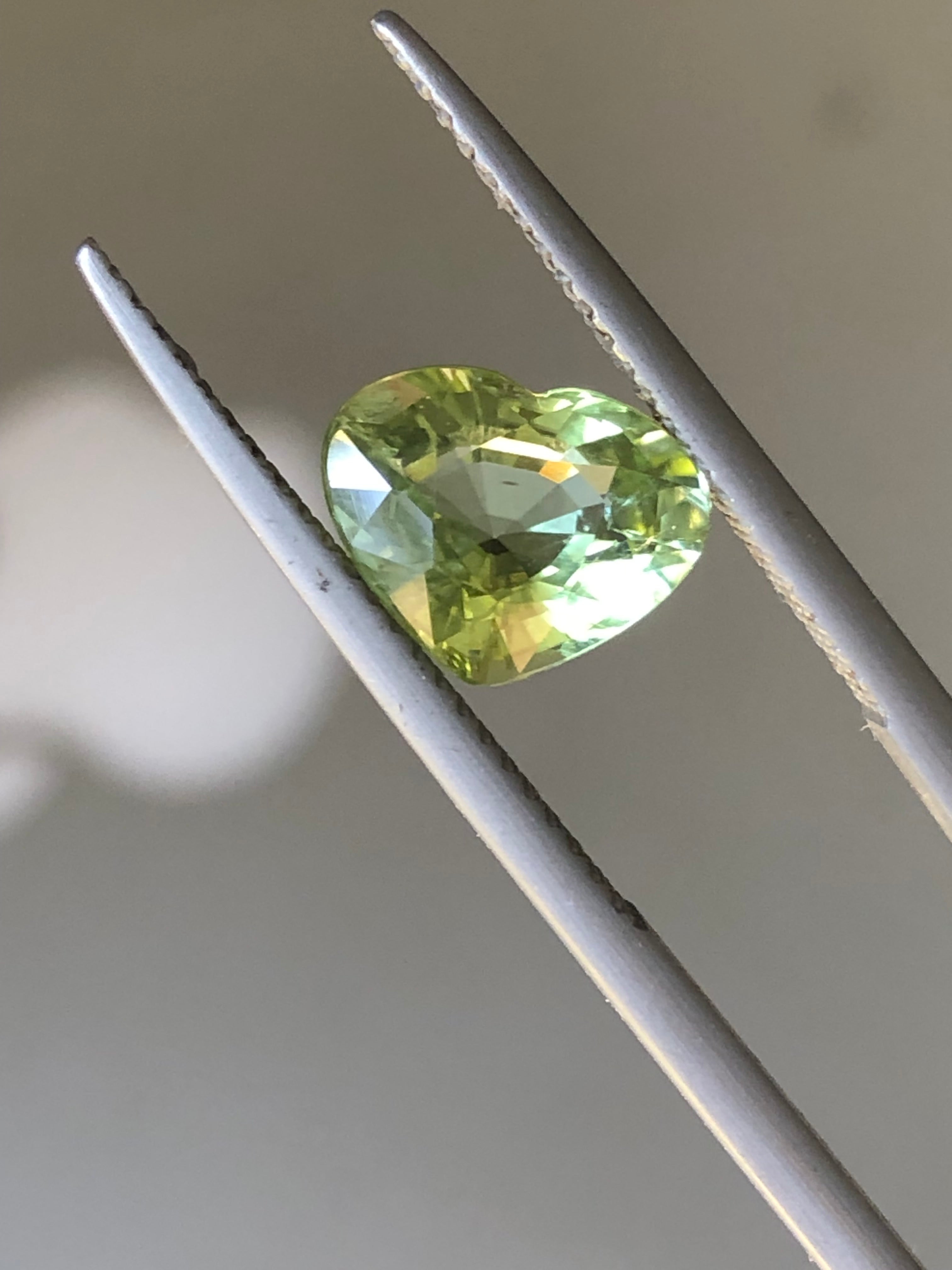 2.2 Carats Heart Shape Mint Green Tourmaline Cut Gemstone