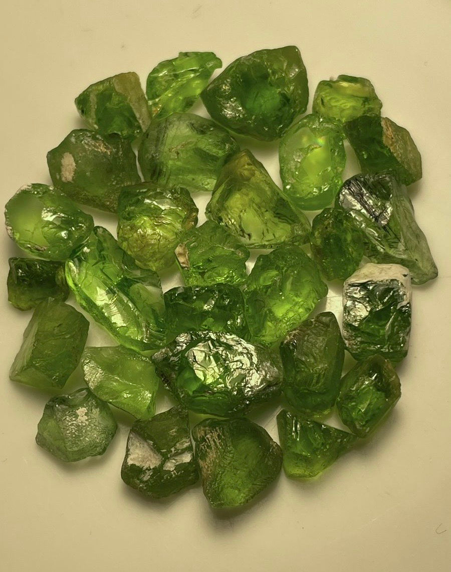 250 carats Natural Facet grade Rough Peridots Apple Green