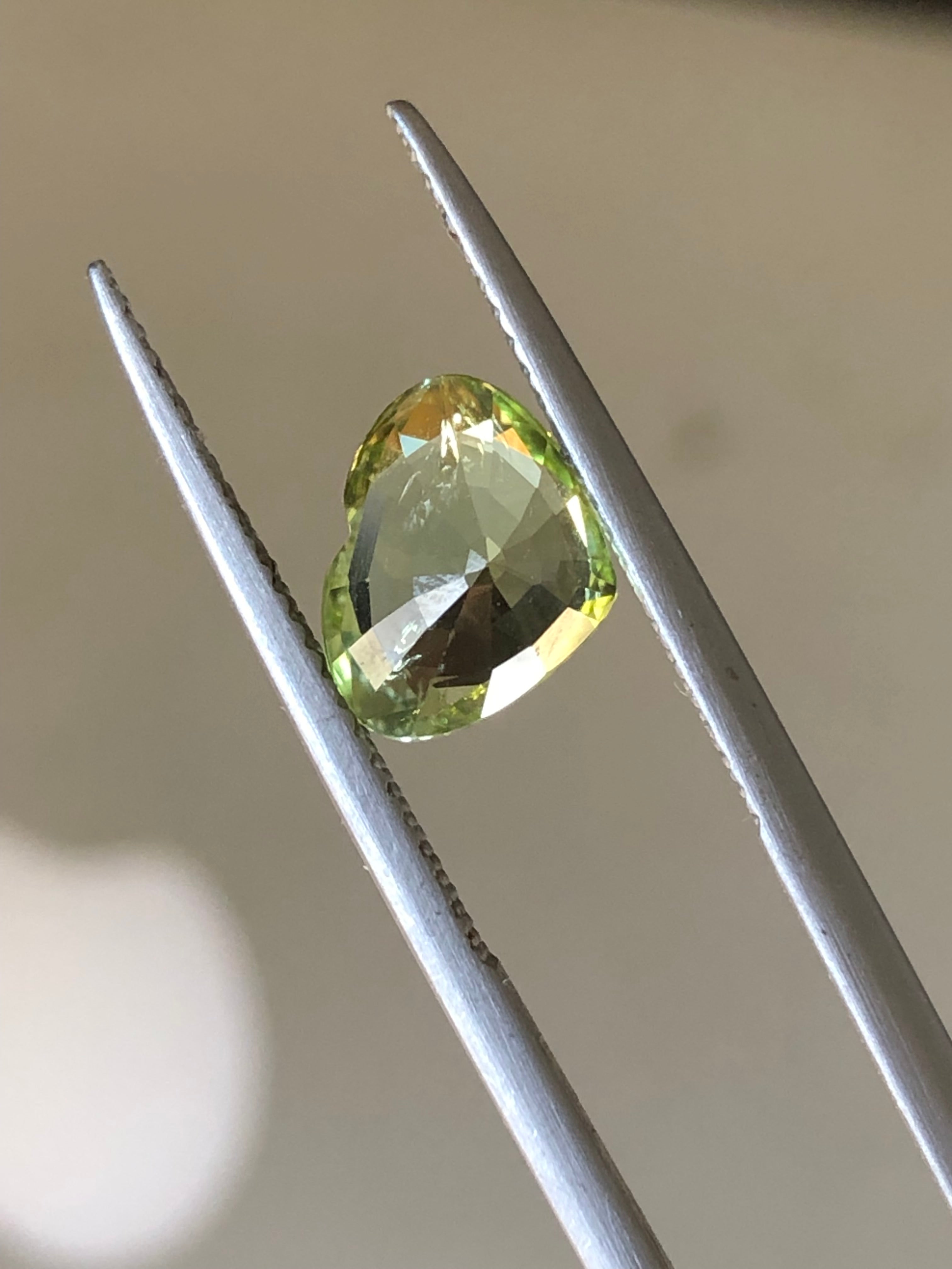 2.2 Carats Heart Shape Mint Green Tourmaline Cut Gemstone