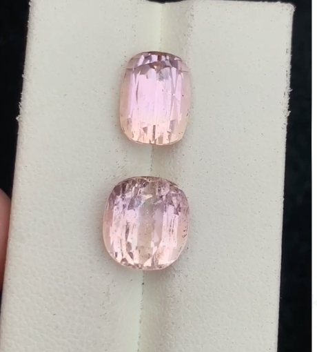 2 Pieces Cushion ,Emerald Cut Natural Pink Topaz | Imperial Topaz | Katlang Topaz