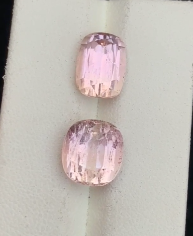 2 Pieces Cushion ,Emerald Cut Natural Pink Topaz | Imperial Topaz | Katlang Topaz