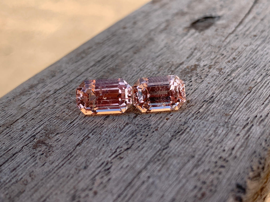 Pair of Step Cut Baby Pink Topaz Loose Gemstone