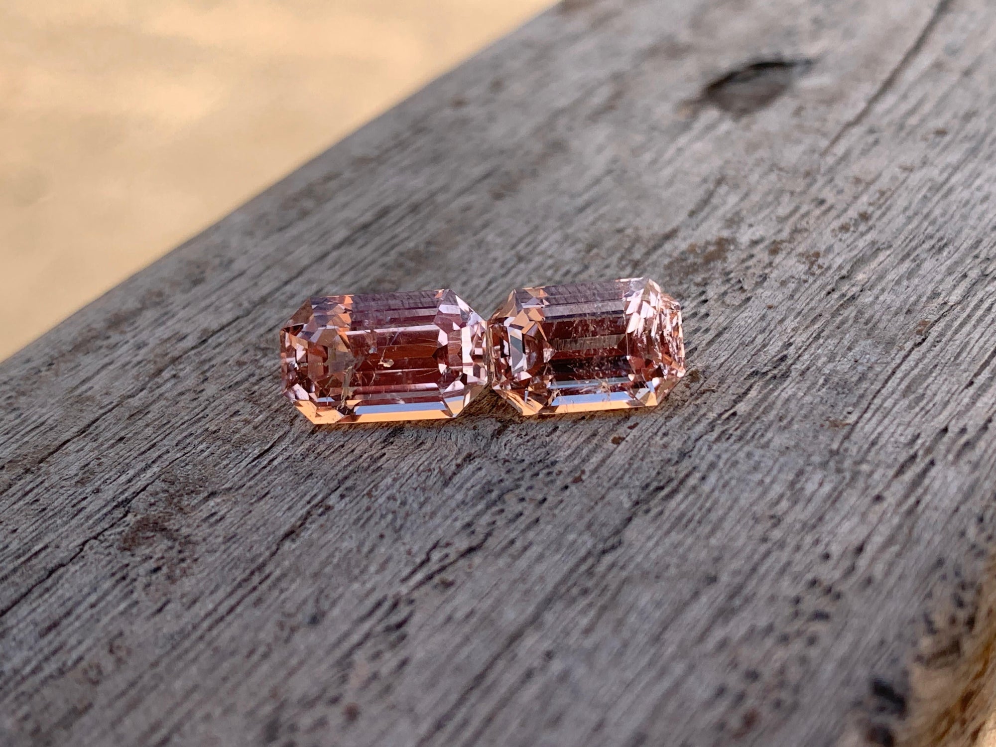 Pair of Step Cut Baby Pink Topaz Loose Gemstone