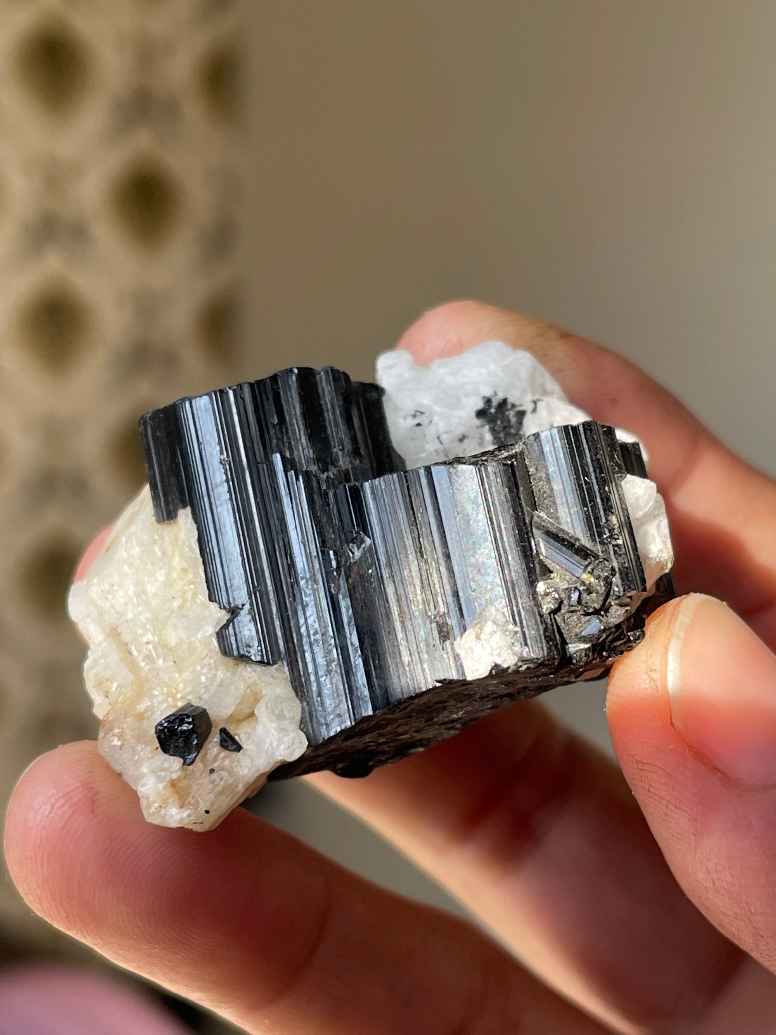 45 Grams Black Tourmaline Crystal on Feldspar
