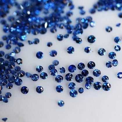 1 to 2 mm Round Brilliant Diamond Cut Blue Sapphires Calibrated