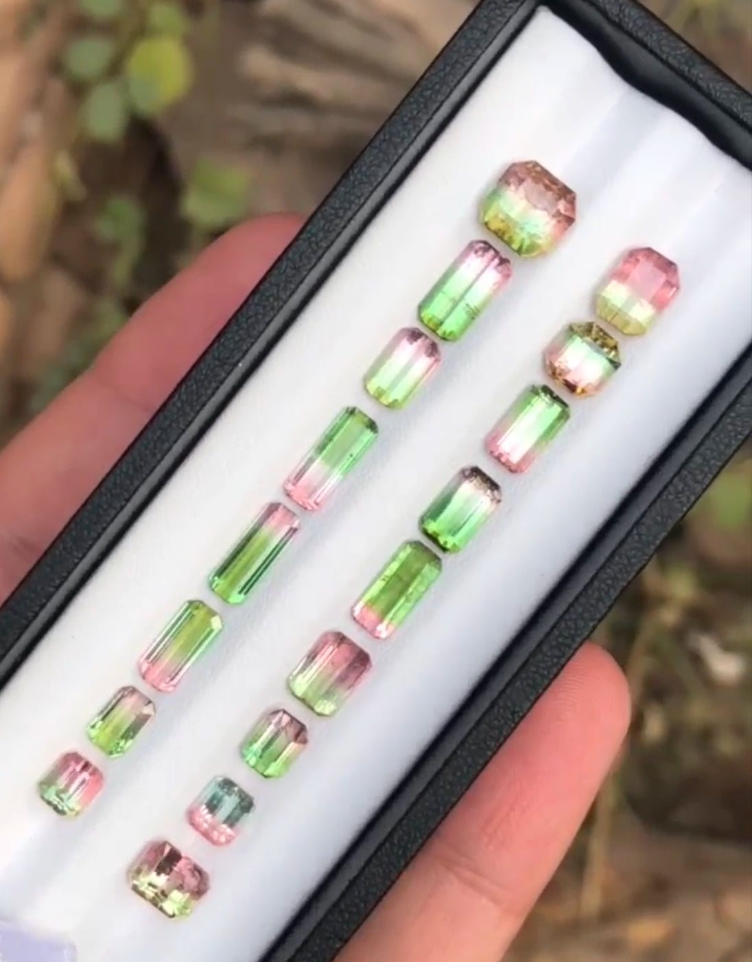 19 Carats Emerald Cut Cushion Natural Bi Color Tourmaline Loose Stone