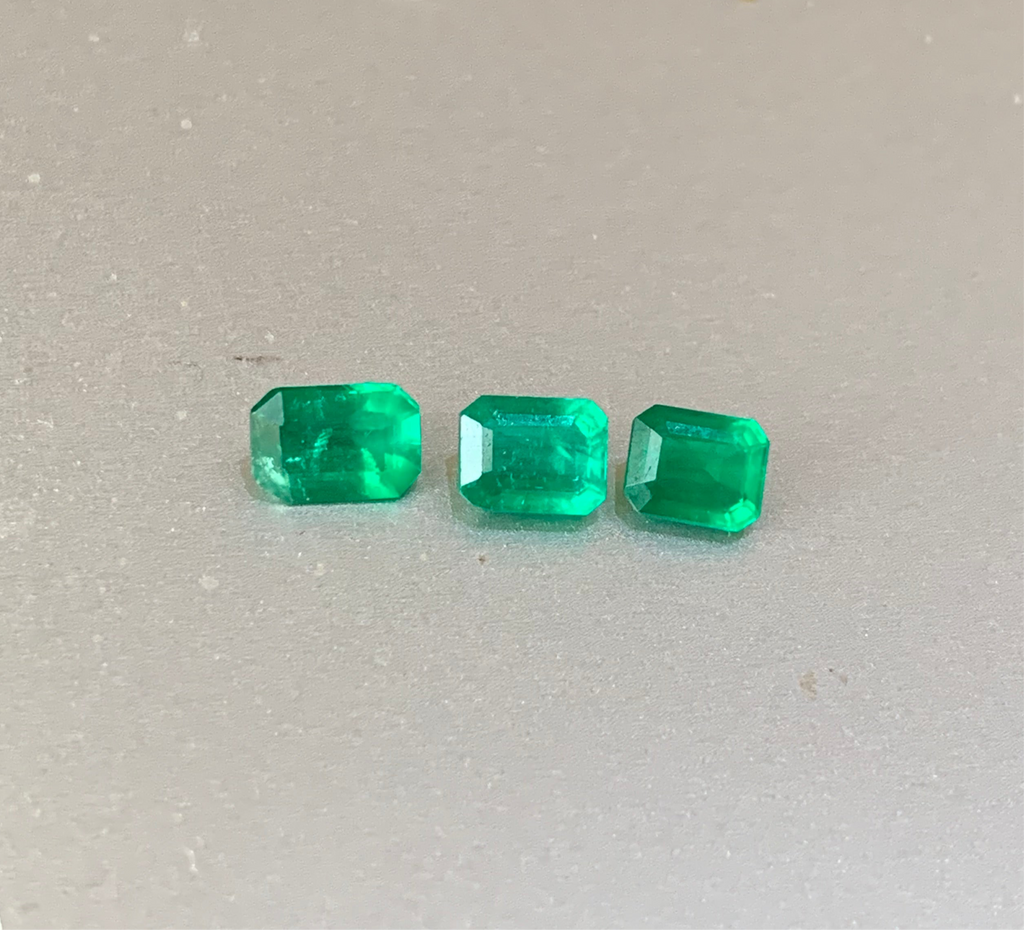 3 Pieces Emerald Cut Vivid Green Emerald Deal