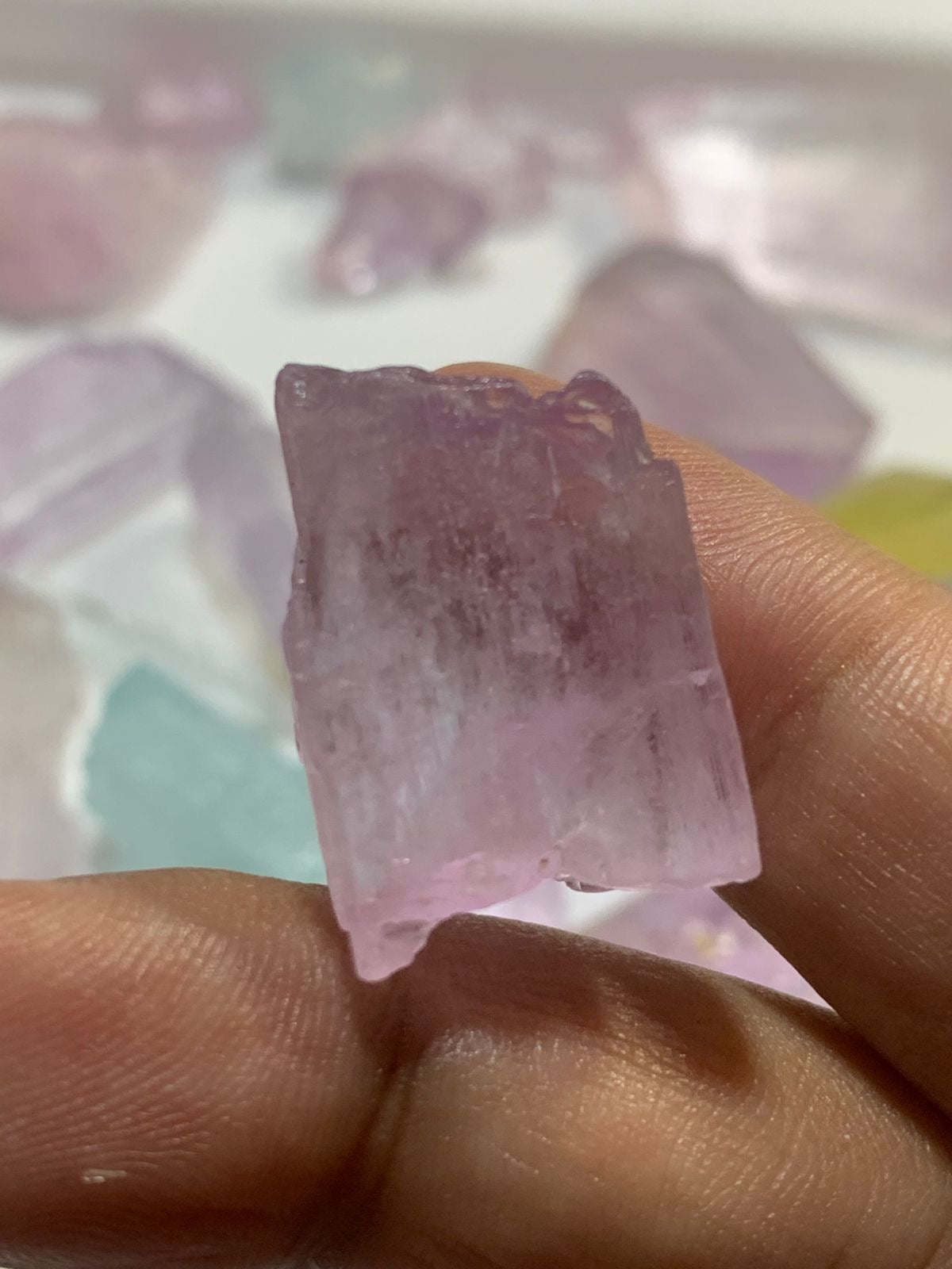 Kunzite and Aquamarine Raw Crystals Gem Box Deals