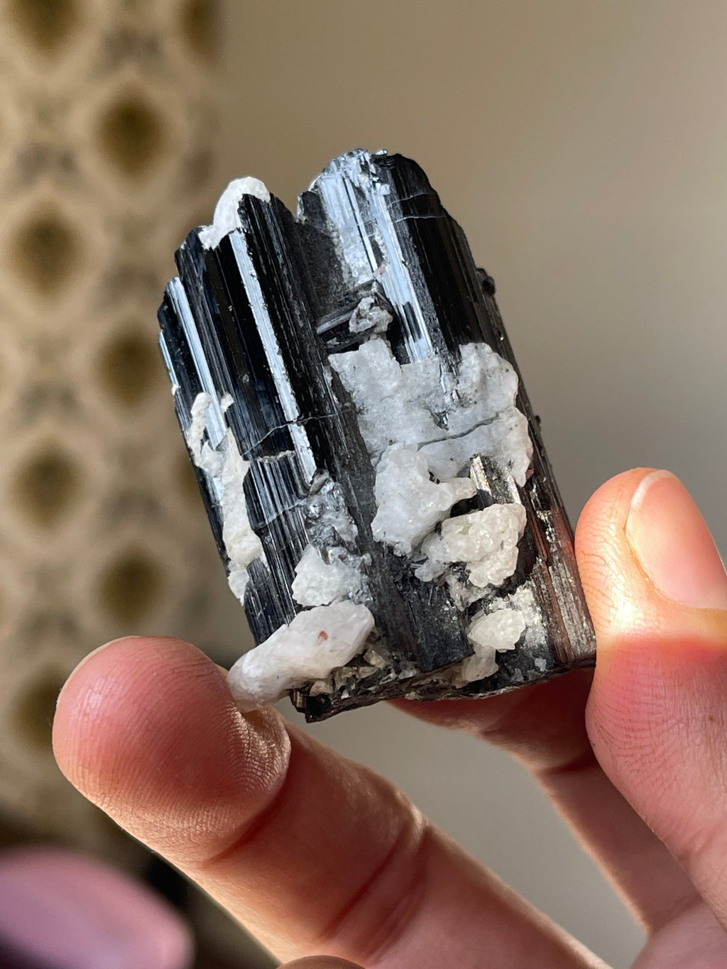 42.8 grams Black Tourmaline Crystals on Feldspar