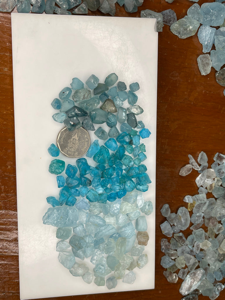 Mixed Blue Facet Grade Blue Stones Aquamarine, Zircons, Apatite