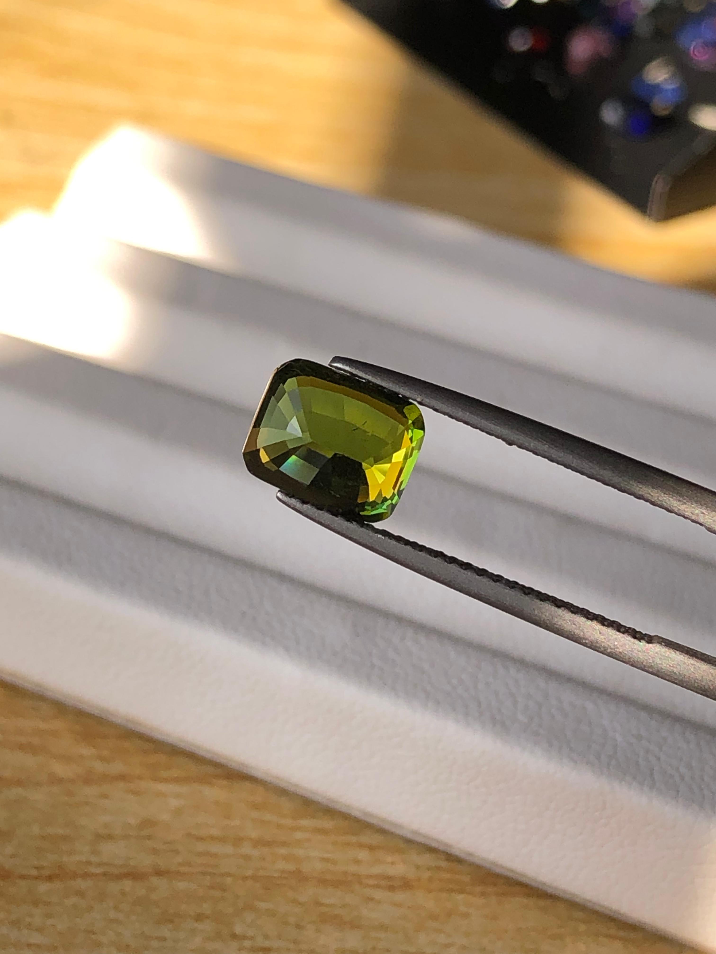 2.3 carats Emerald Cut Green Tourmaline Stone