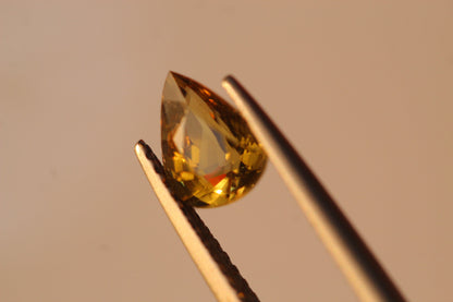 1.09 carats Pear Rare Natural Yellow Chrysoberyl