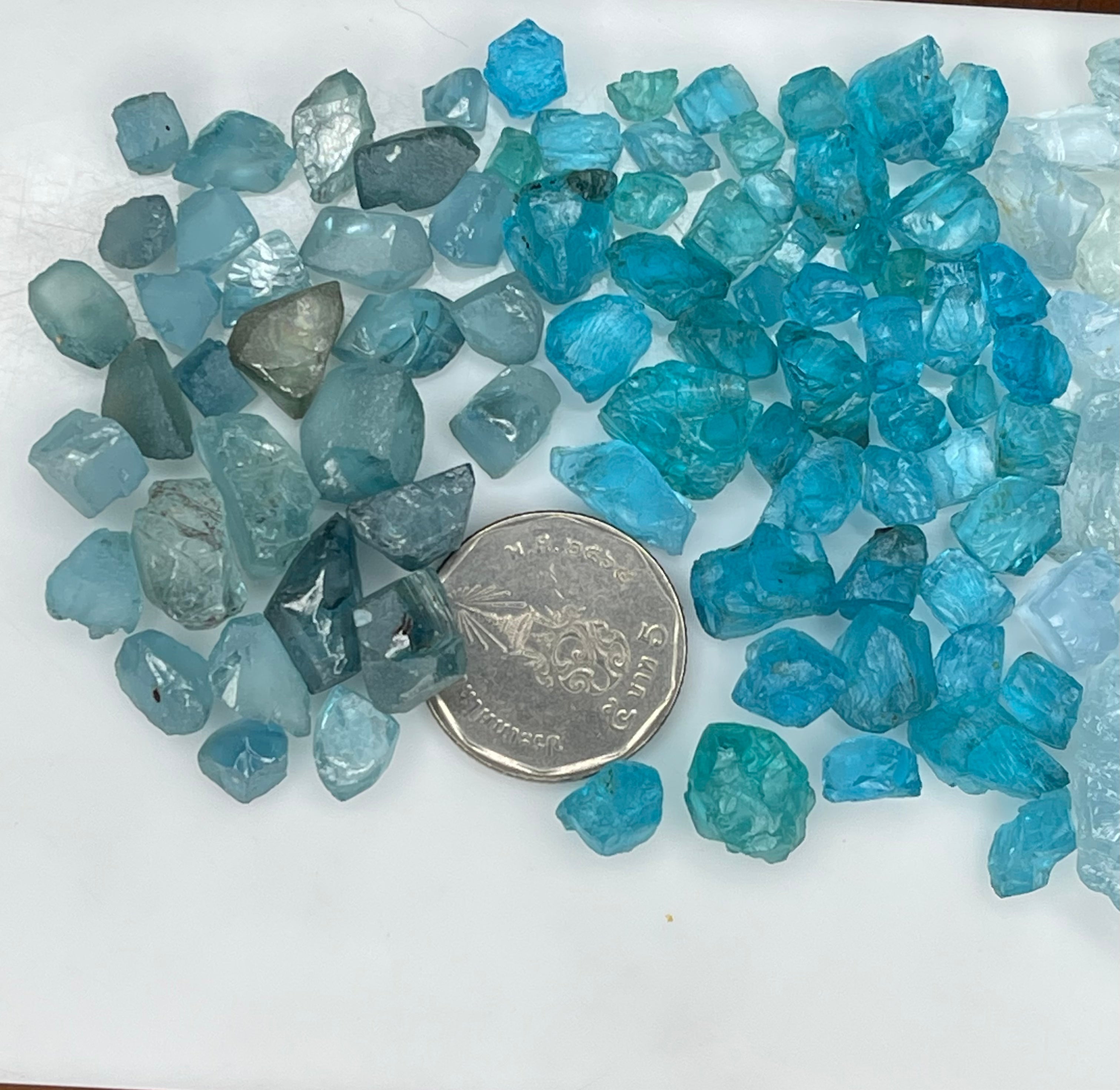Mixed Blue Facet Grade Blue Stones Aquamarine, Zircons, Apatite