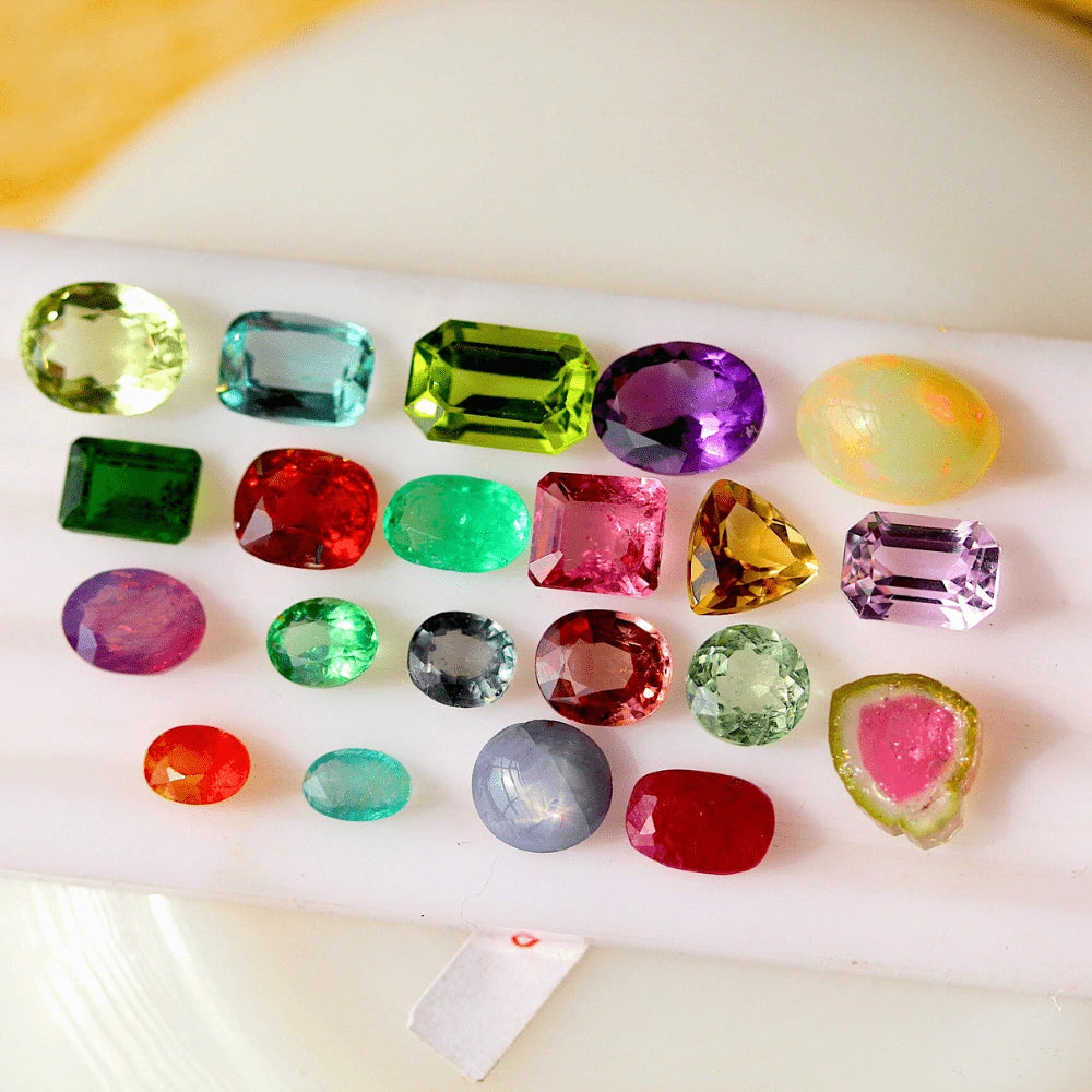 21 Multi Loose Cut Gemstones Emerald Ruby Sapphire Collection
