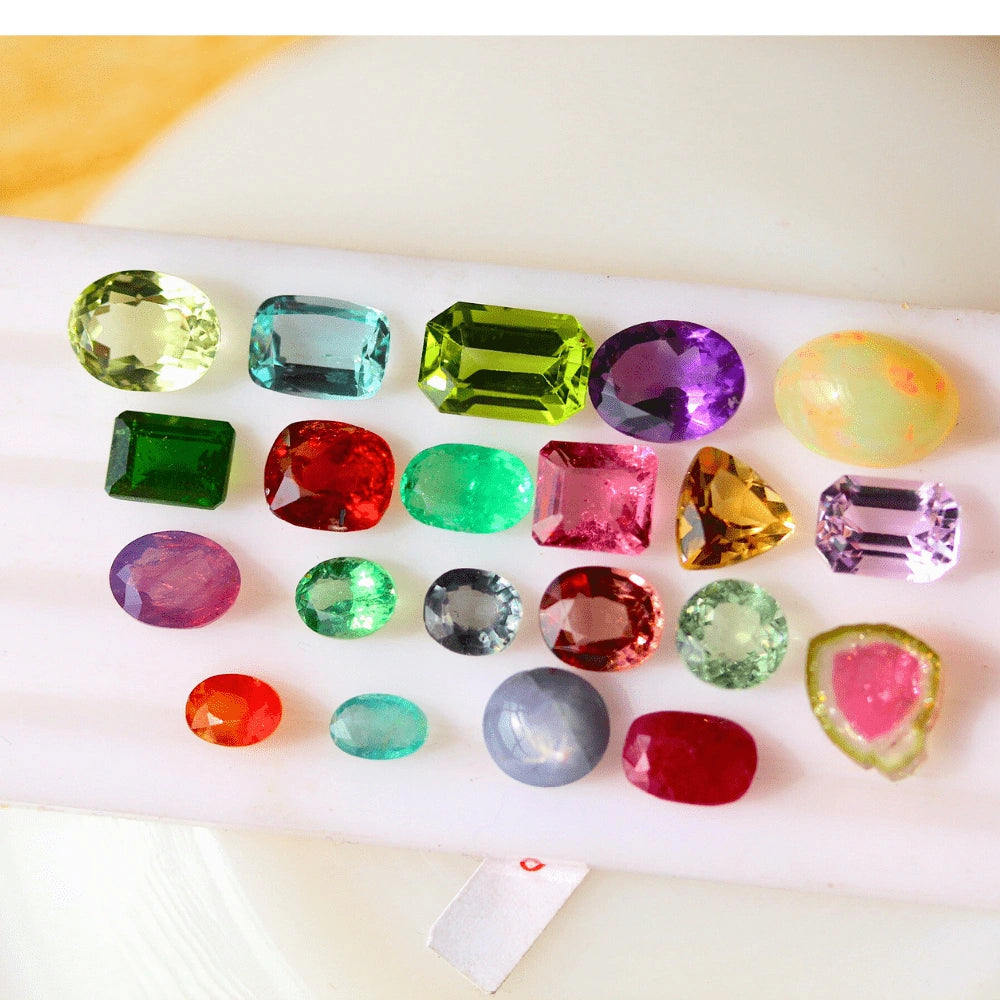 21 Multi Loose Cut Gemstones Emerald Ruby Sapphire Collection
