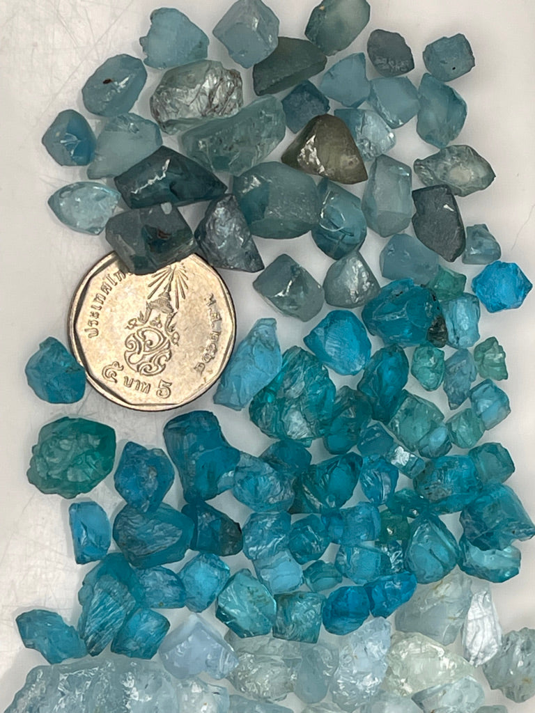 Mixed Blue Facet Grade Blue Stones Aquamarine, Zircons, Apatite