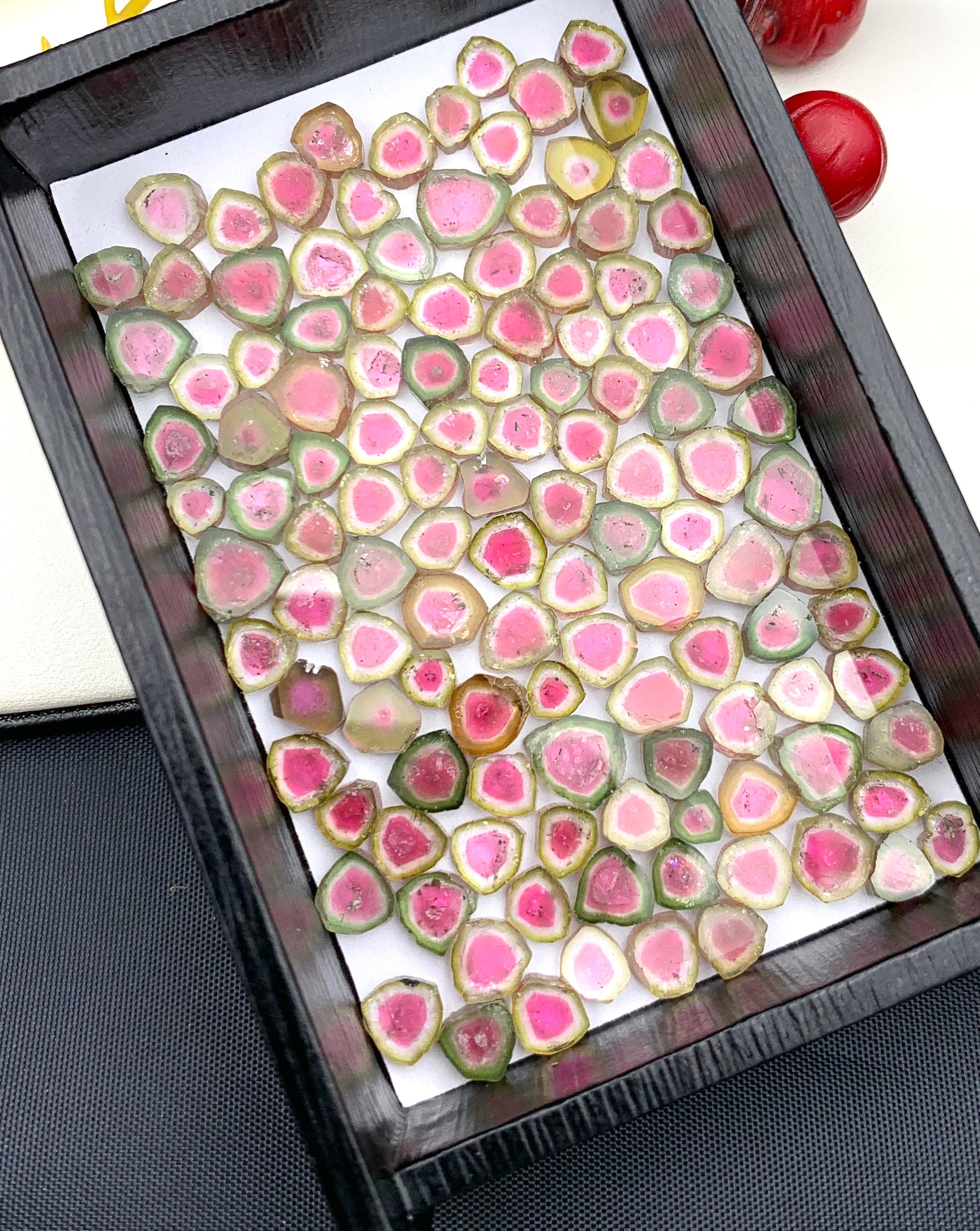 140 Carats Watermelon Tourmaline Slices | Pink -Green
