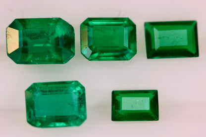 5 Pieces Vivid Green Natural Emerald Stones | Loose Emeralds Deal