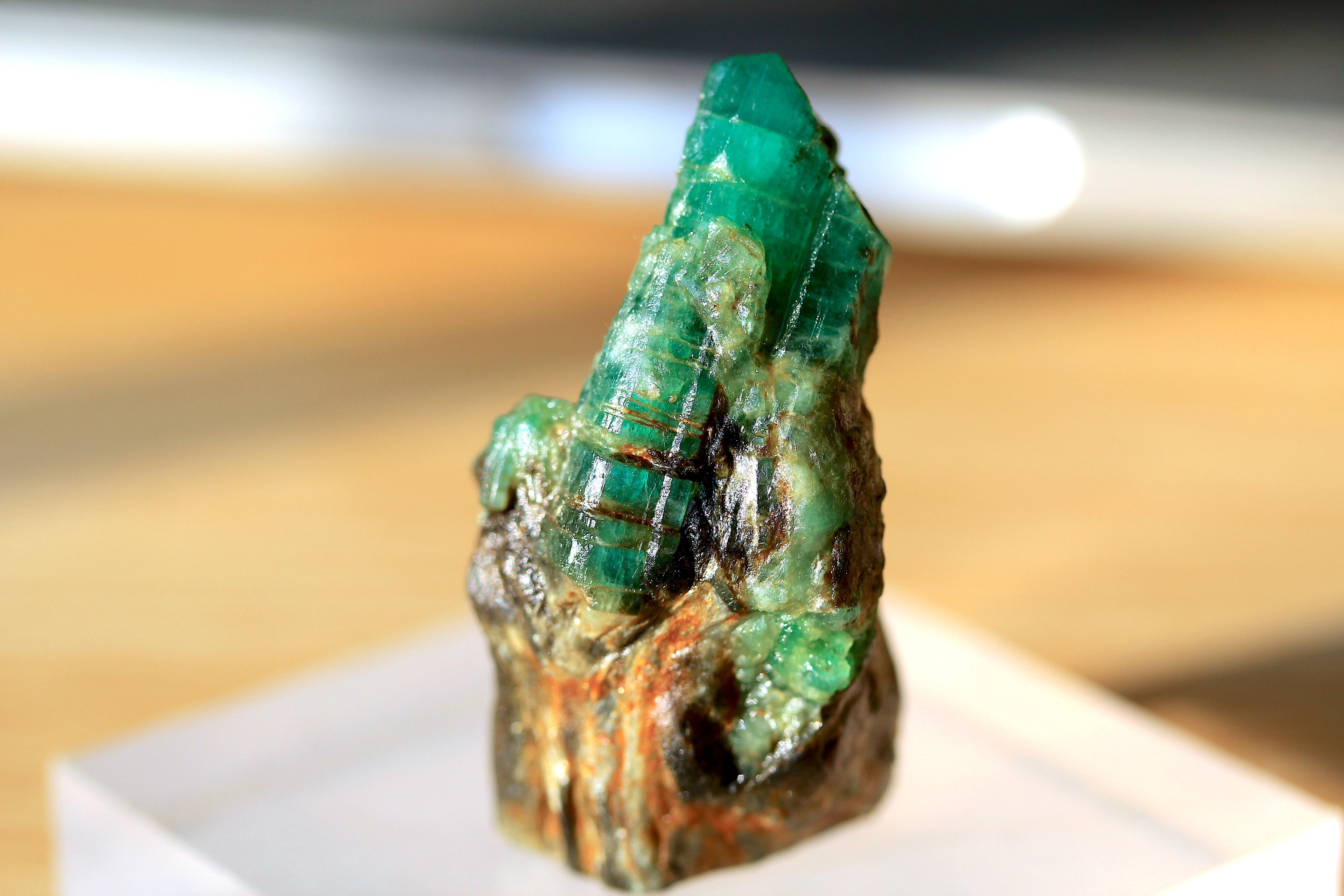 35g Natural Emerald Crystal on Calcite Matrix - Chitral Pakistan 35g Natural Emerald Crystal on Calcite Matrix - Chitral Pakistan