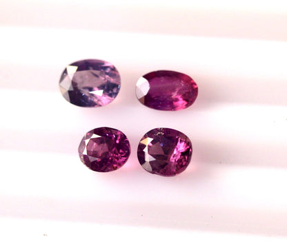 4 Pieces Oval Octagonal Natural Kashmir pink Sapphires