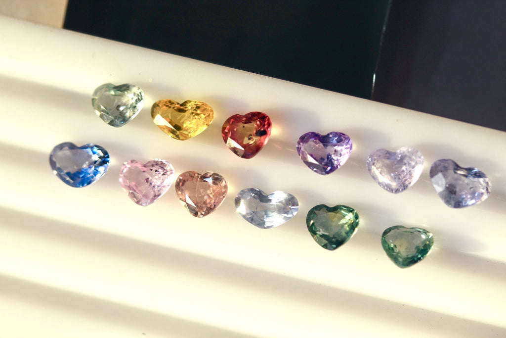 9.3 carats Natural Heart Shape Sapphires Deal - Pink Blue, Yellow, Green Purple