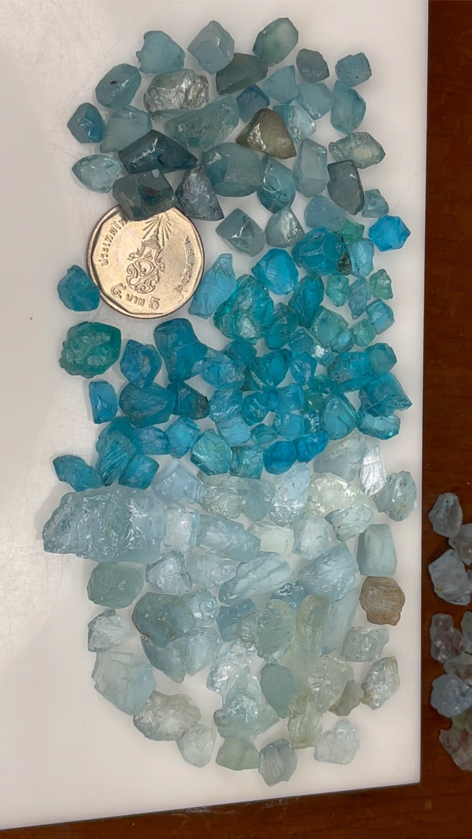 Mixed Blue Facet Grade Blue Stones Aquamarine, Zircons, Apatite