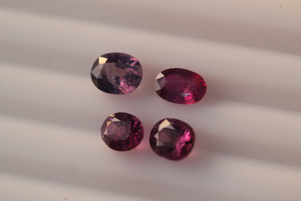 4 Pieces Oval Octagonal Natural Kashmir pink Sapphires