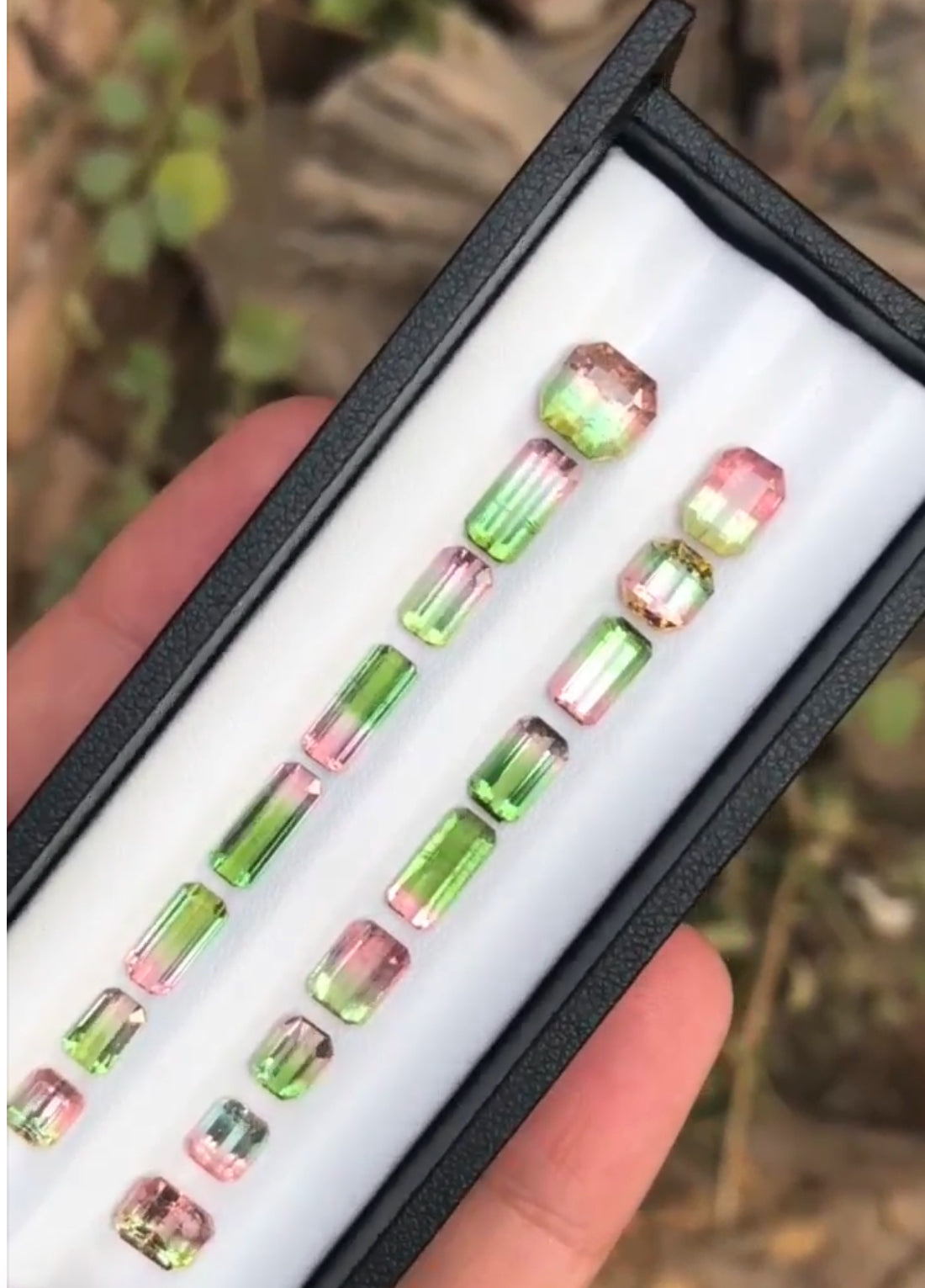 19 Carats Emerald Cut Cushion Natural Bi Color Tourmaline Loose Stone