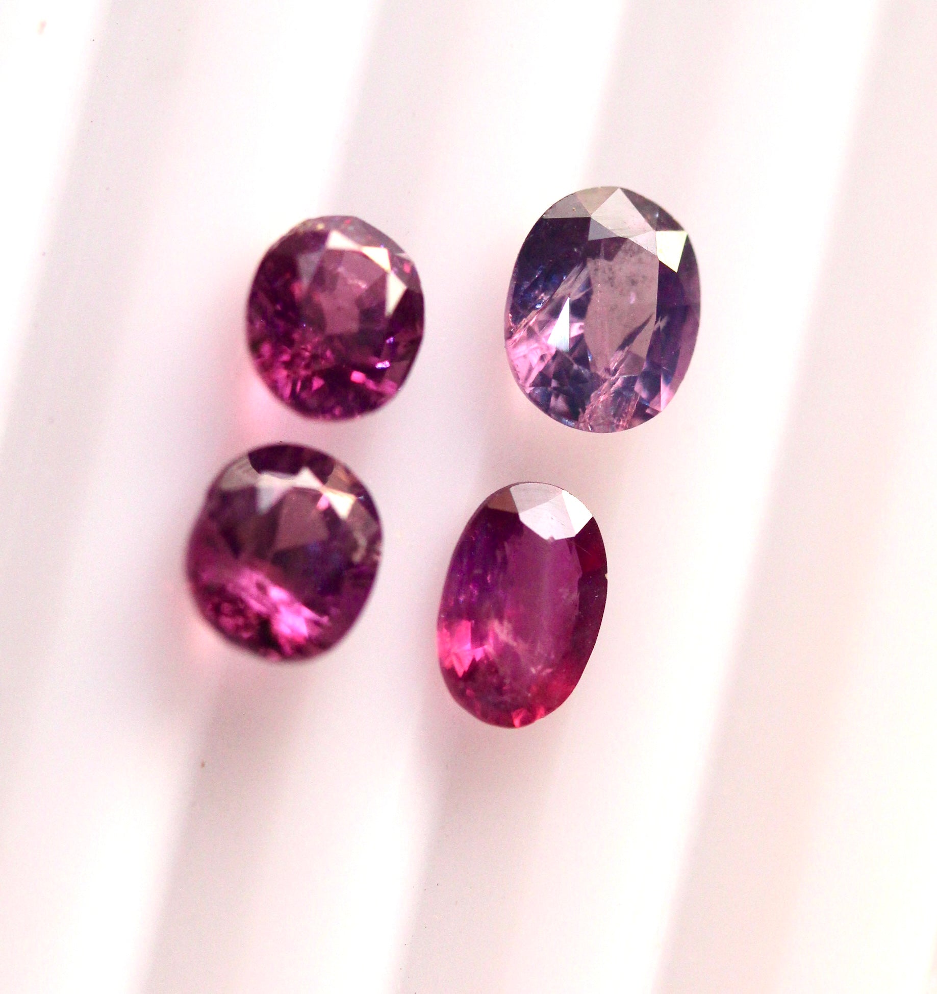 4 Pieces Oval Octagonal Natural Kashmir pink Sapphires