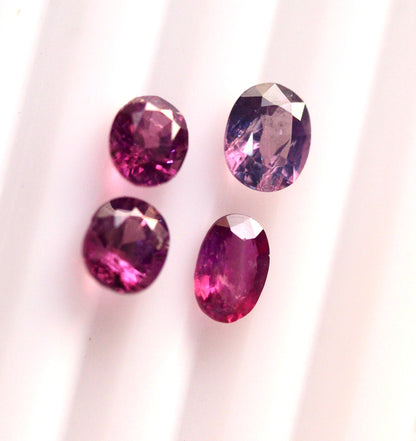 4 Pieces Oval Octagonal Natural Kashmir pink Sapphires