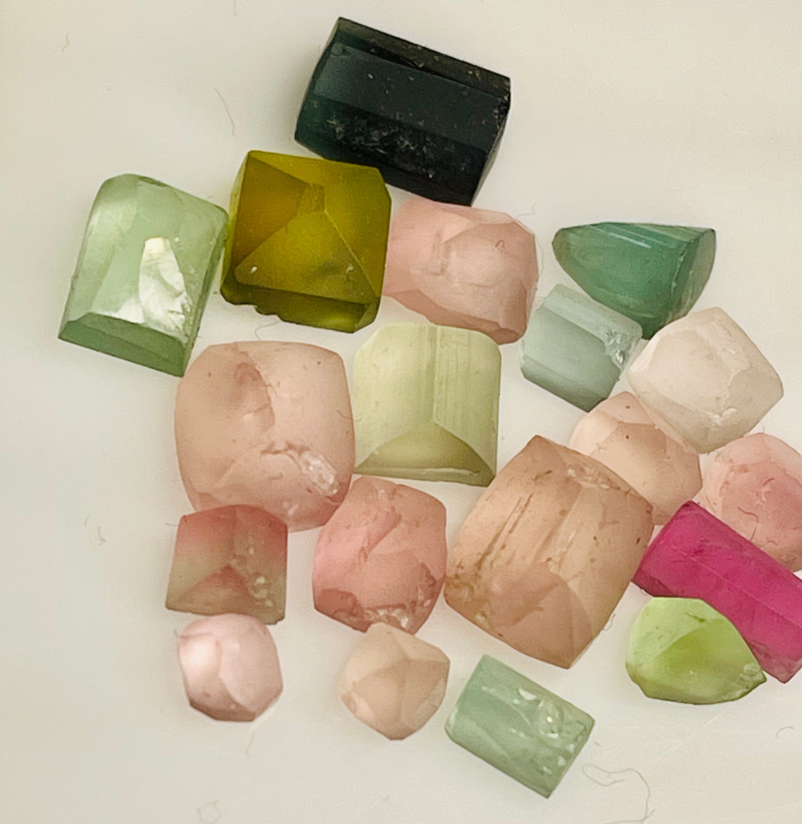26 carats Preformed Raw Tourmaline | Pink Tourmaline Stones | Green Tourmaline