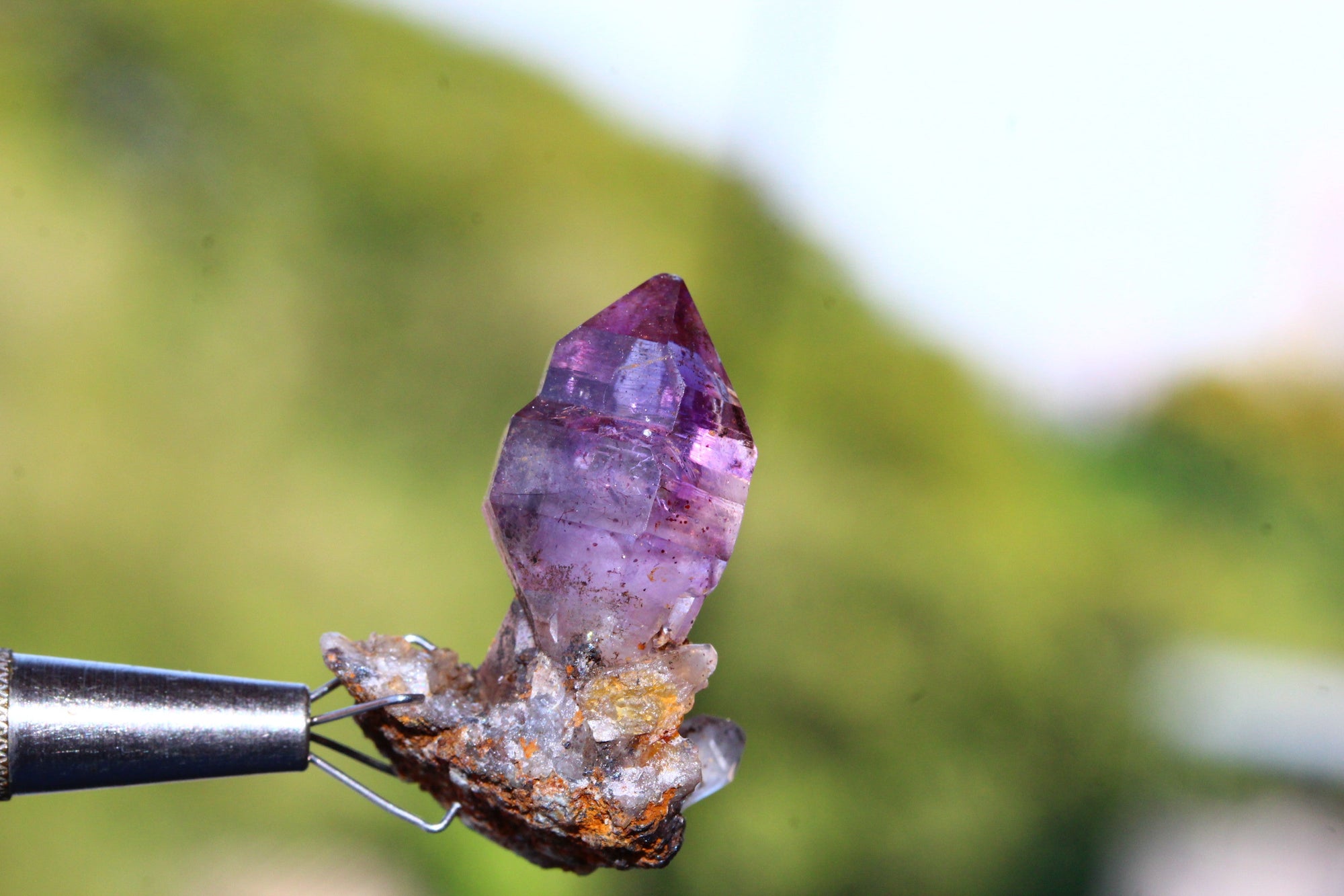5.7 Grams Rare Super 7 Amethyst Enhydro Quartz Crystal