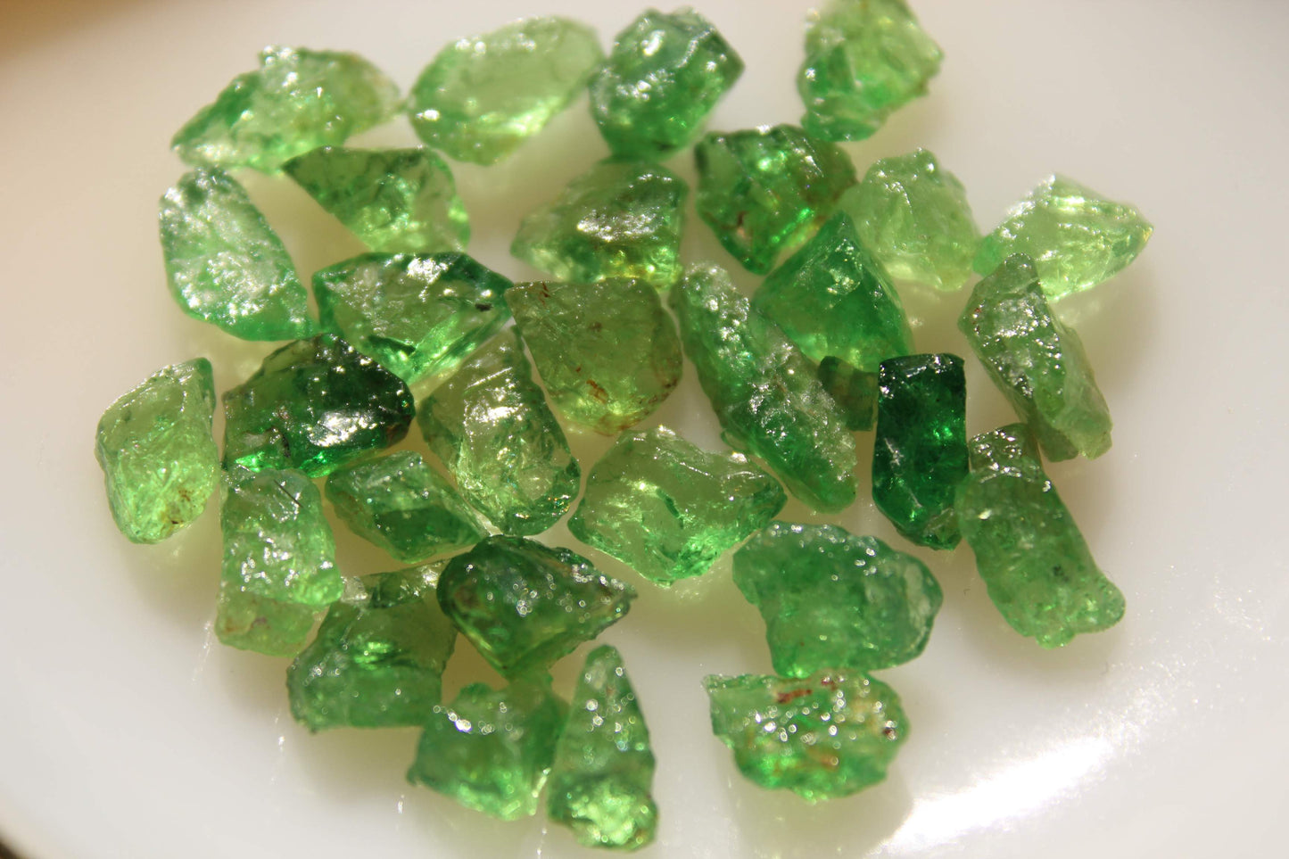 Rough Tsavorite garnets for cutting