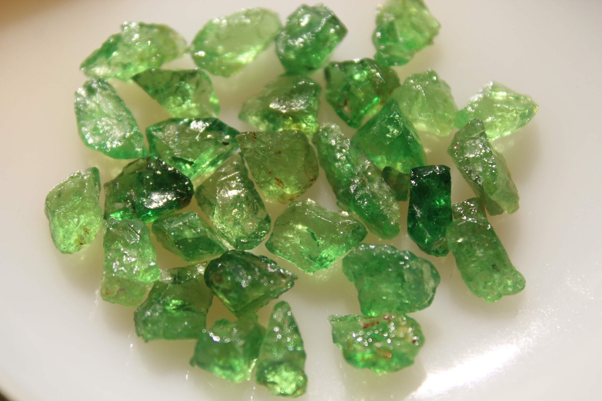 Rough Tsavorite garnets for cutting